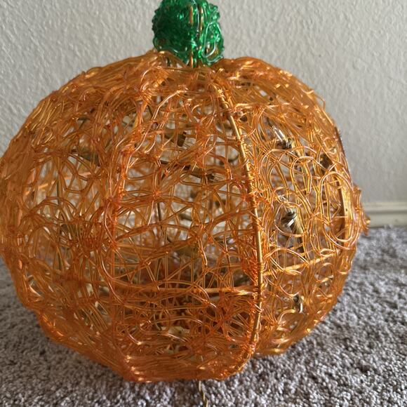 VTG 15" Spun Spaghetti Lucite Plastic Pumpkin Jack O Lantern Light Decor - Picture 6 of 9